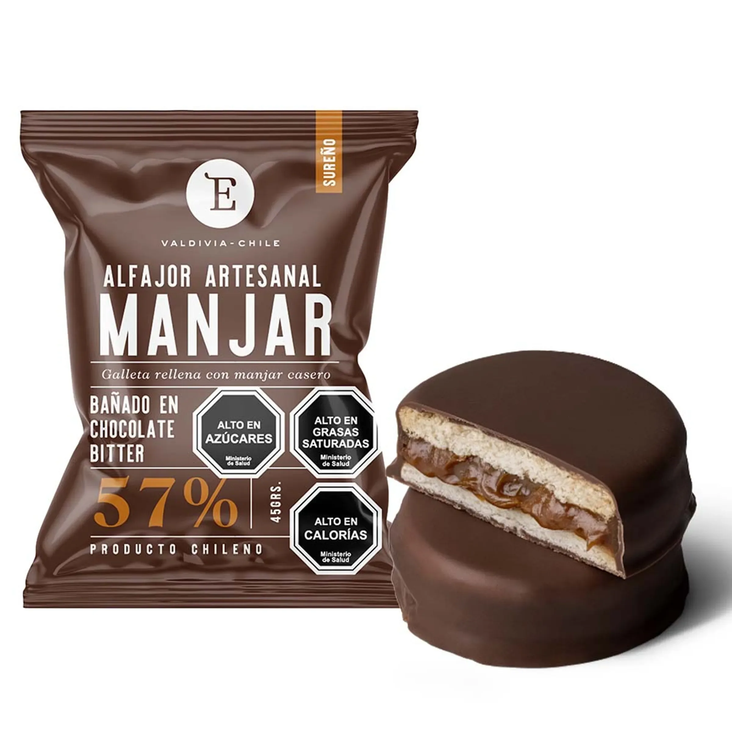 Entrelagos Alfajor Manjar Choco Bitter 45g