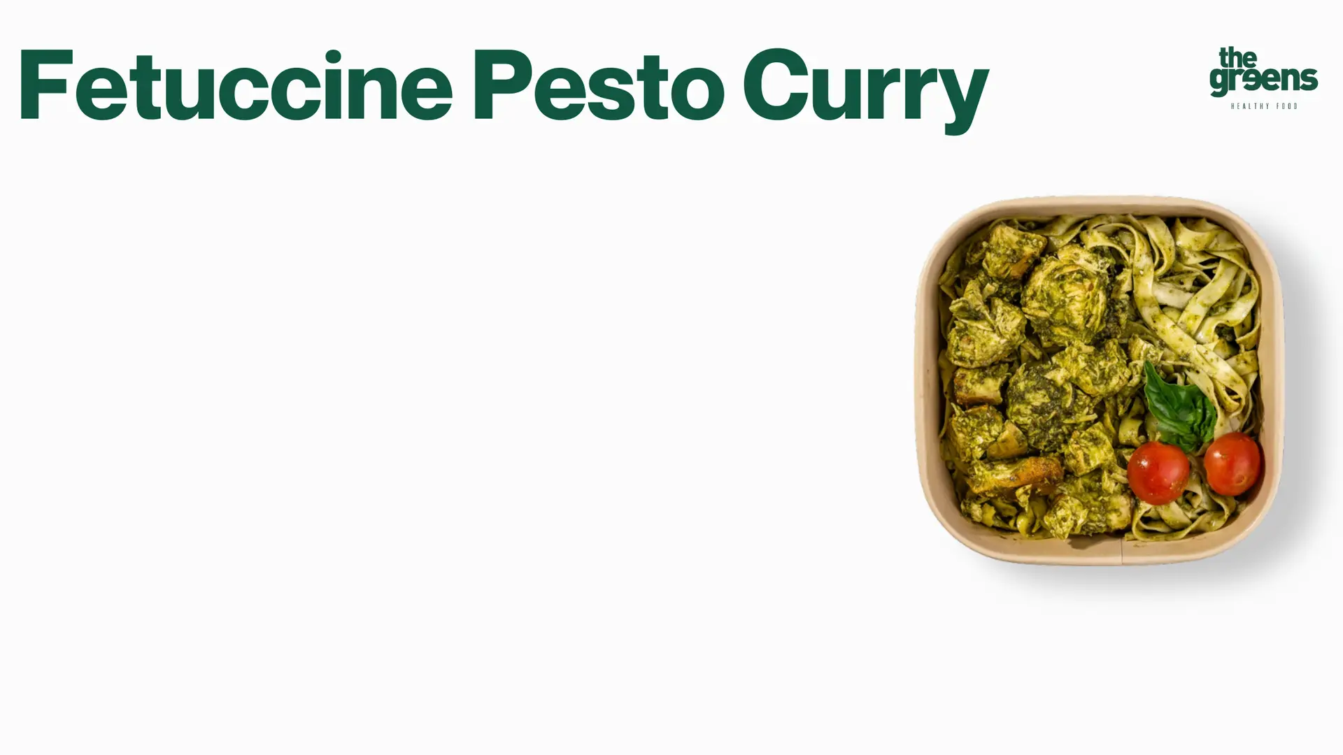 Fetuccine Curry Pesto The Greens: Pasta fusión cremosa y aromática para tu almuerzo en Santiago
