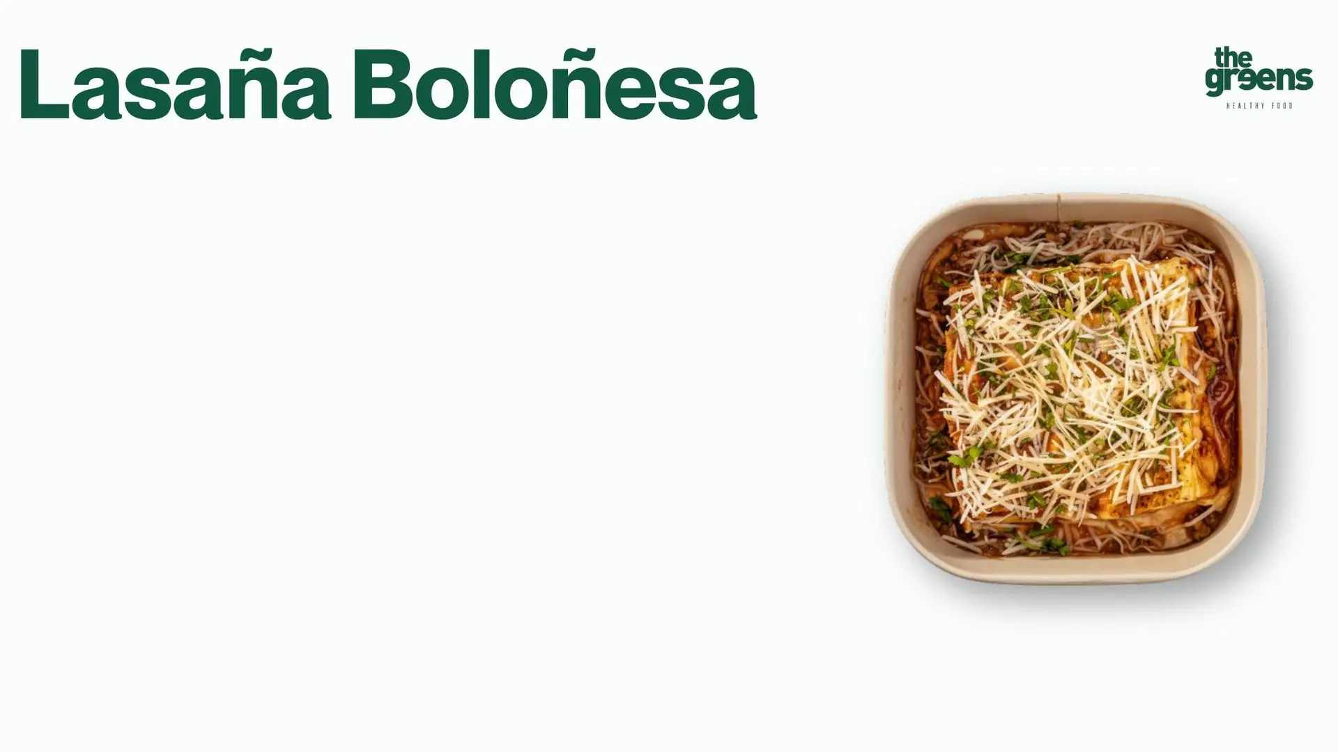 Lasaña Boloñesa The Greens: Clásico casero cremoso y reconfortante para tu almuerzo en Santiago