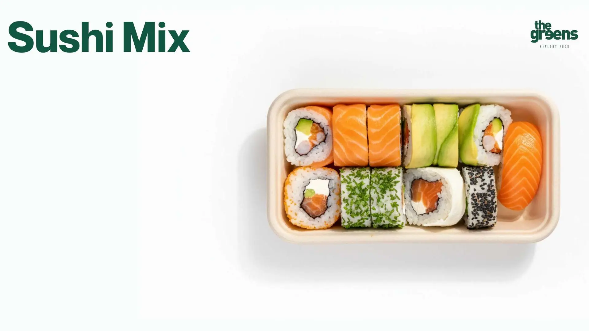Sushi Mix The Greens: Variedad fresca y premium para tu almuerzo en Santiago