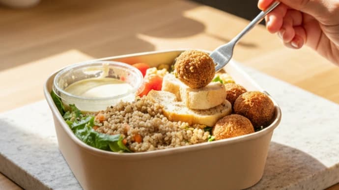 Plato de falafel hecho el mismo día