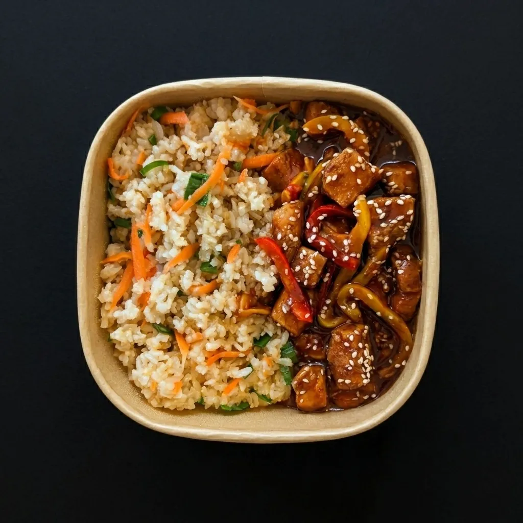 Cerdo BBQ con Arroz Chaufa