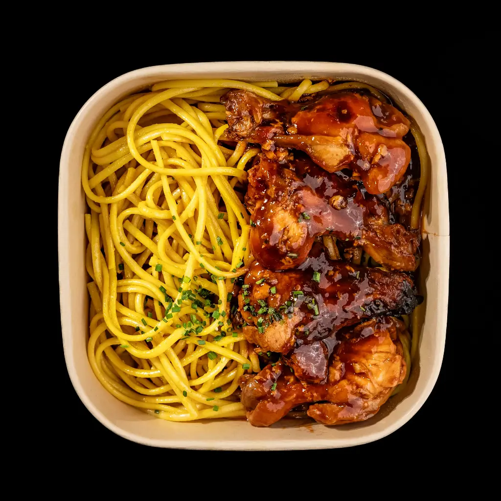 Spaghetti with Barbecue Wings