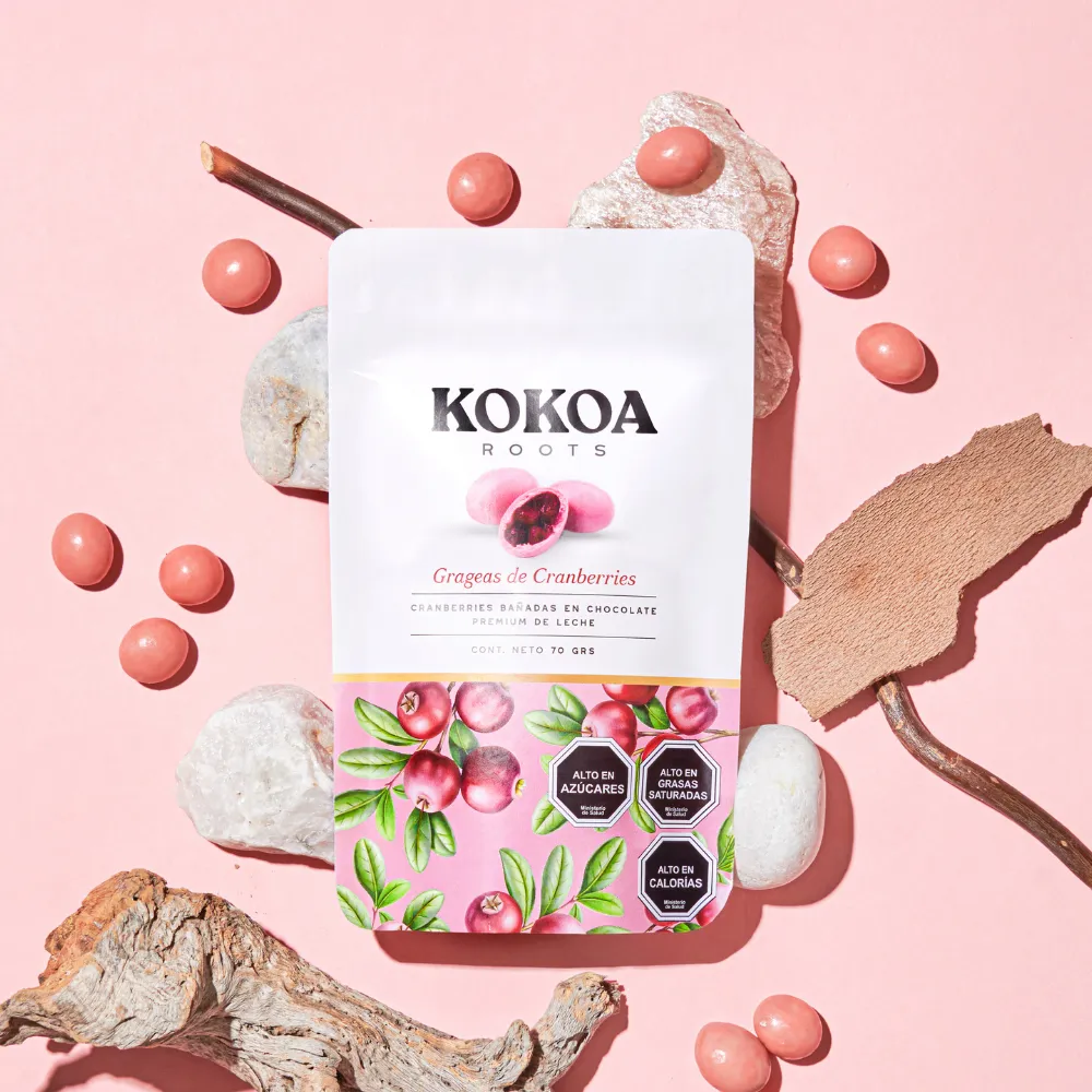 Kokoa Roots Grageas de Cranberries Choco Rosado